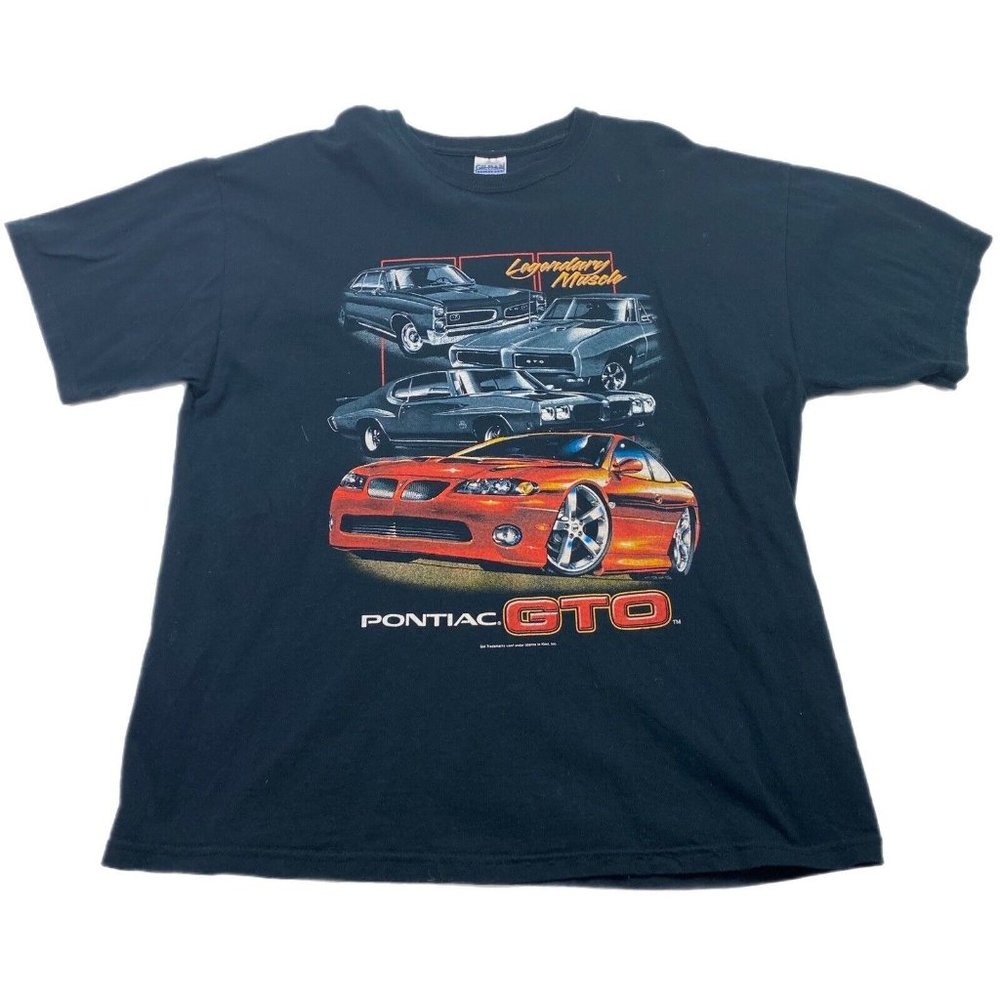 Vintage Pontiac GTO Black T shirt Men Size XL Graphic Muscle Cars